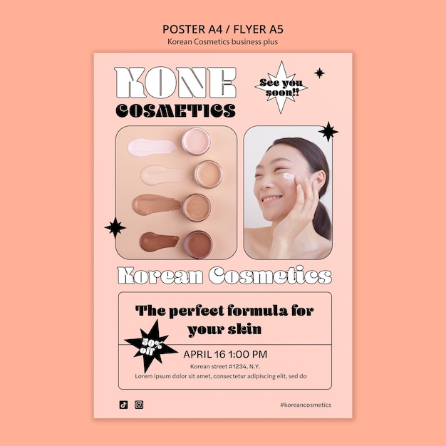 PSD koreaanse schoonheid cosmetica verticale poster sjabloon