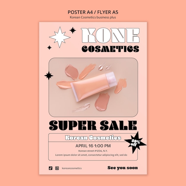 PSD korean beauty cosmetics vertical poster template