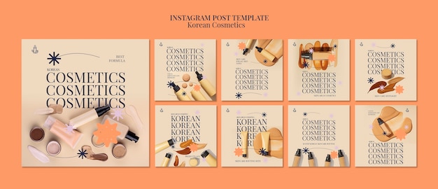 Korean beauty and skincare cosmetics instagram posts collection