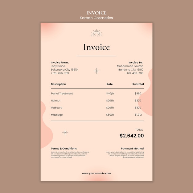 PSD korean cosmetics invoice template