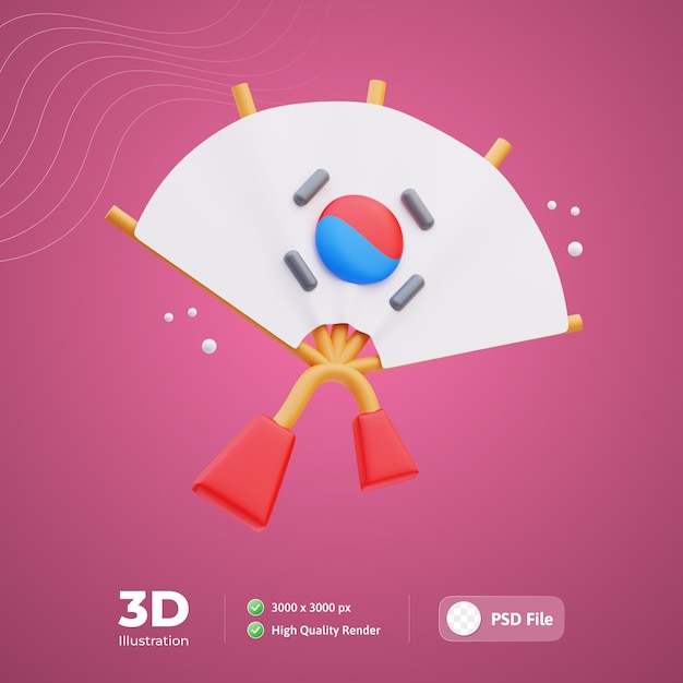 PSD korean icon fan traditional 3d illustration