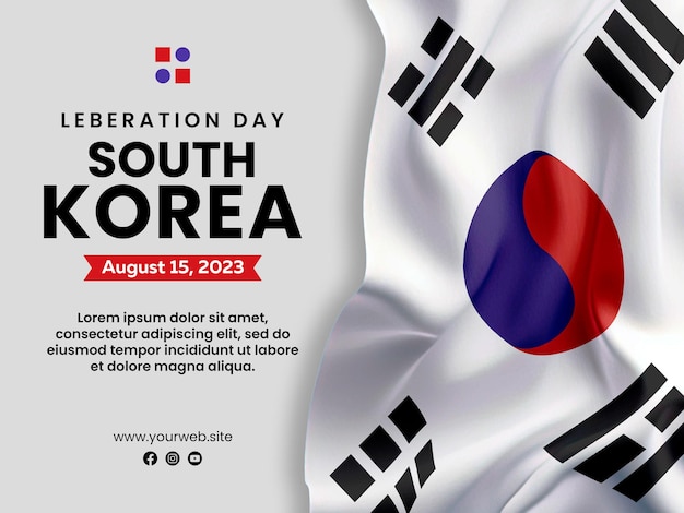 PSD korean independence day social media post with flag background