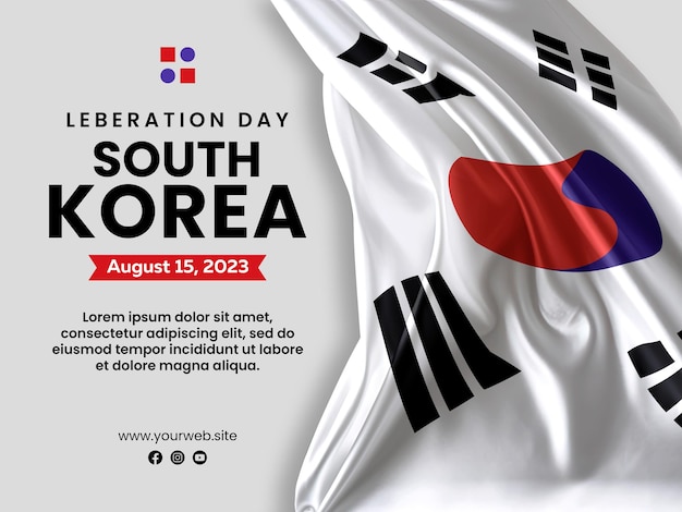 PSD korean independence day social media post with flag background