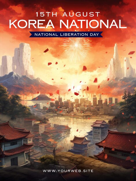 PSD korean liberation day greeting poster