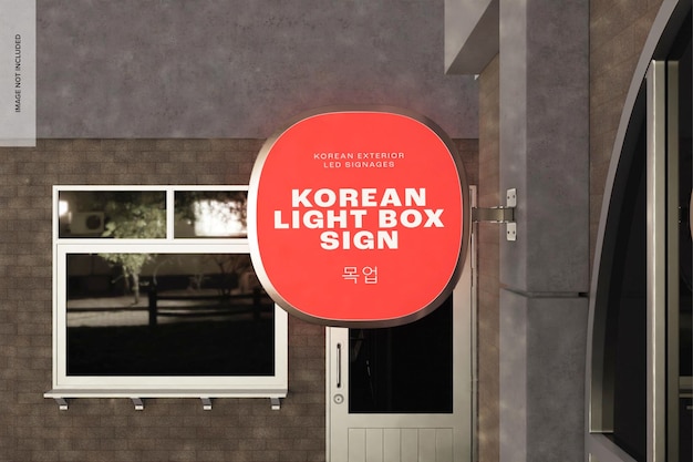 Korean Light Box Sign Mockup, Front View