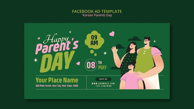 korean parents day celebration facebook template