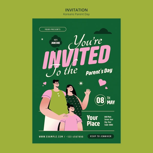 PSD korean parents day celebration invitation  template