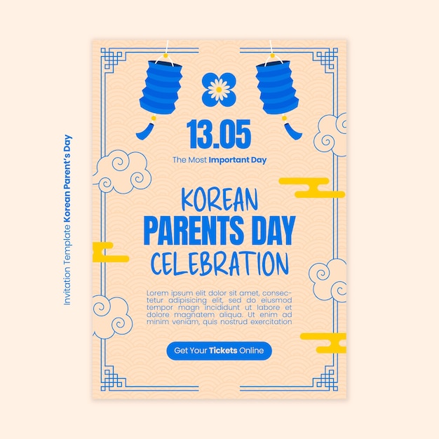 Korean parents day celebration invitation  template