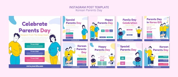 PSD korean parents day instagram posts template