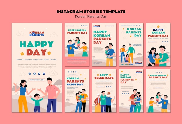 PSD korean parents day template design