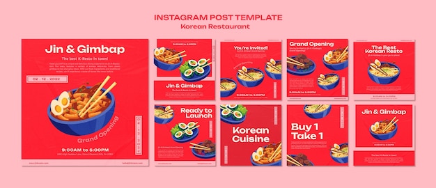 PSD post instagram del ristorante coreano