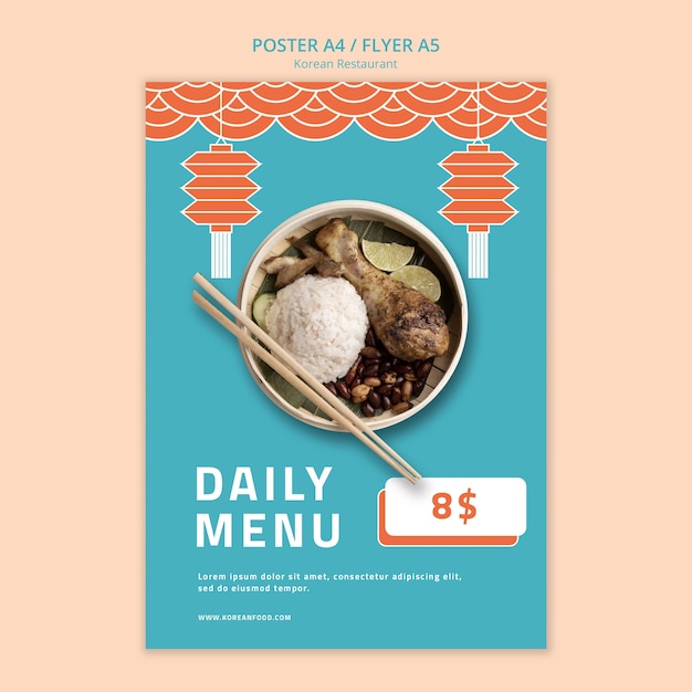 PSD korean restaurant poster template