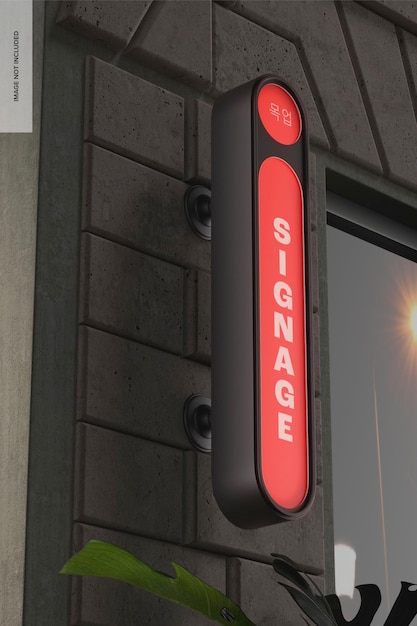 Korean Street Signage Mockup, Low Angle View
