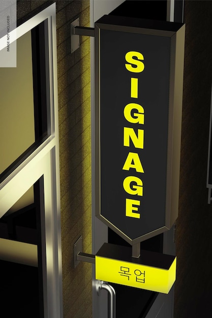 korean street wall signage mockup