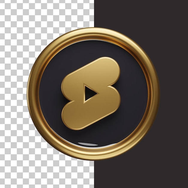 Kort youtube-logo goud 3d