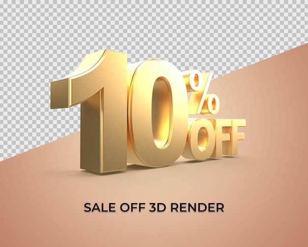 Korting 10 procent verkoop 3D-gouden stijl