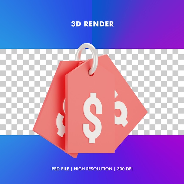 PSD korting 3d render illustratie geïsoleerd