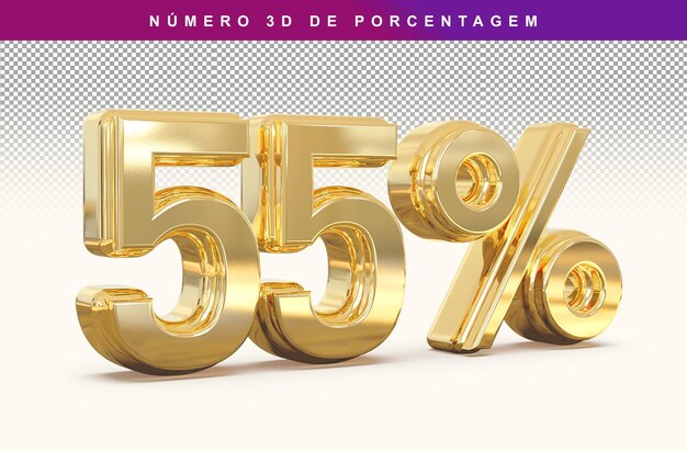 Korting nummer 55 procent 3d goud modern