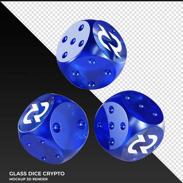 PSD kości decred dcr szklane kości crypto 3d icon