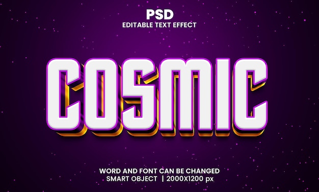 Kosmiczny 3d Edytowalny Efekt Tekstowy Premium Psd Z Tłem
