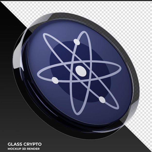 Kosmos atom glas crypto munt 3d illustratie
