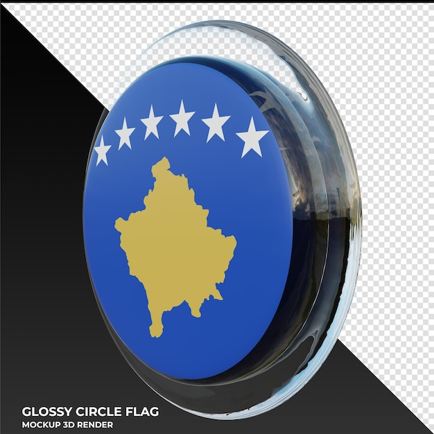 Kosovo0002 현실적인 3d 질감된 광택 원형 플래그