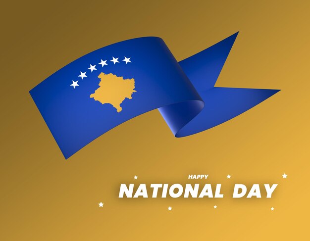 Kosowska flaga element projektowania narodowego dnia niepodległości baner wstążka psd