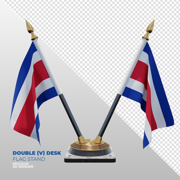 Kostaryka Realistyczna 3d Teksturowana Flaga Z Podwójnym Biurkiem Do Kompozycji