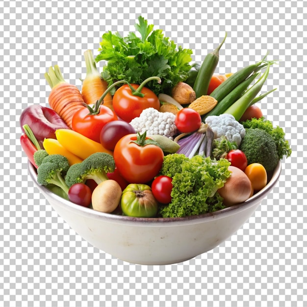 PSD kosz pełen artykułów spożywczych i warzyw odizolowany na przezroczystym tle