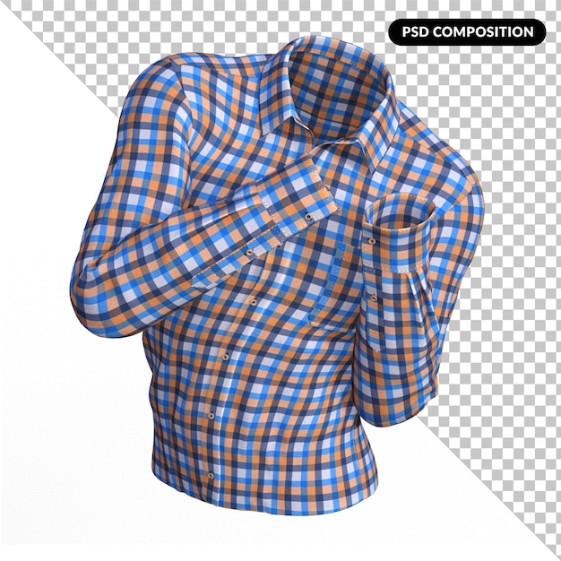 PSD koszulka gingham odizolowana 3d