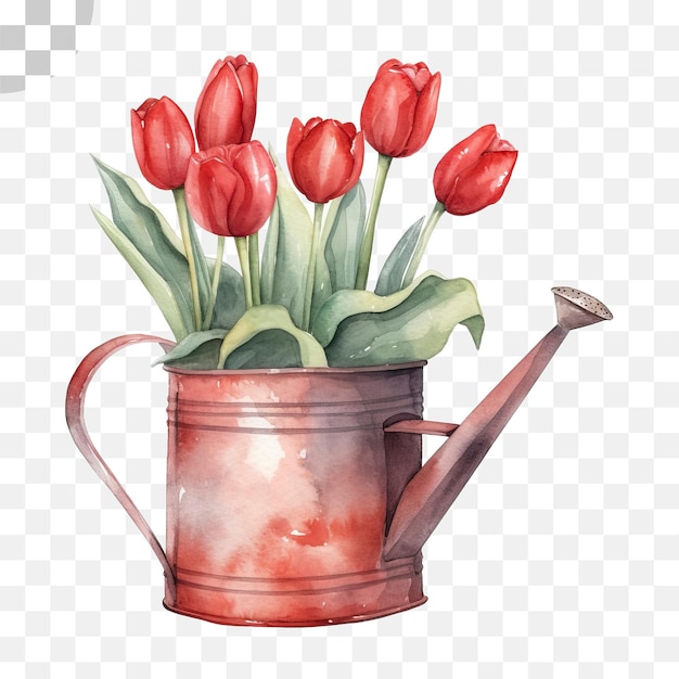 PSD koszyk tulipanów na przezroczystym tle