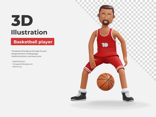 koszykarz drybluje piłkę ilustracja kreskówka 3D