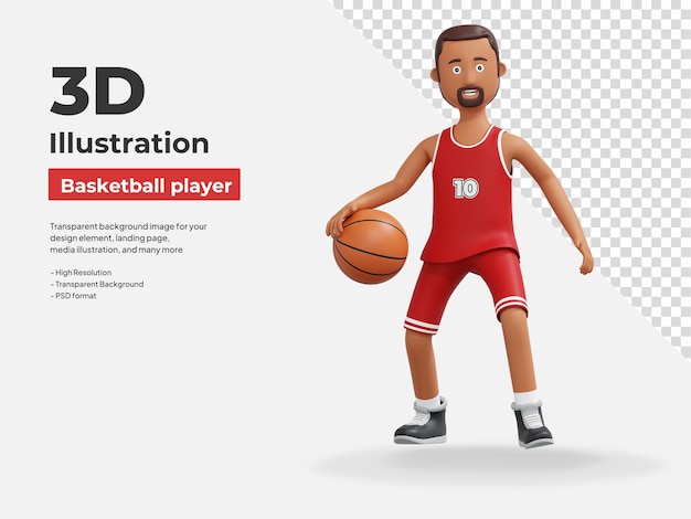koszykarz drybluje piłkę ilustracja kreskówka 3D