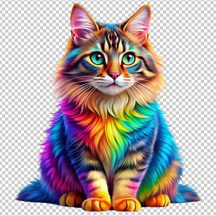 PSD kot bobtail w kolorowym anime odizolowany
