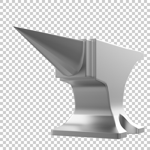 Kowadło na przezroczystym tle ilustracja renderowania 3d