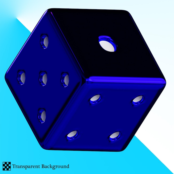 PSD koyu mavi metal zar 3d çizimi