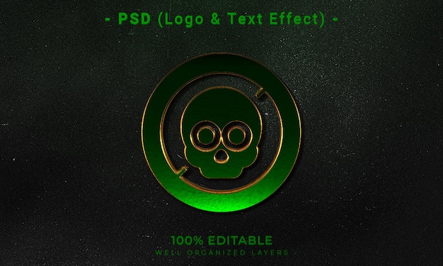 Koyu soyut arka plan ile 3D düzenlenebilir logo ve metin efektli mockup stili