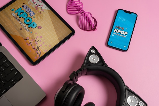 PSD kpop music device mockup