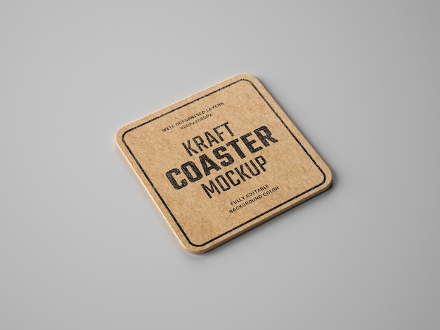 Kraft beverage coaster mockup