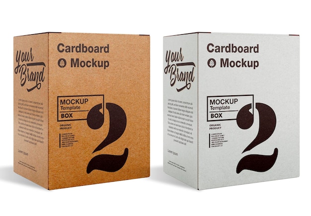 Kraft box mockup design isolated