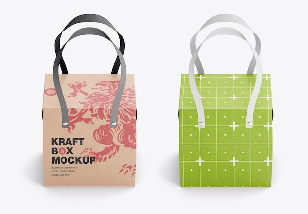 PSD scatola kraft con manici mockup