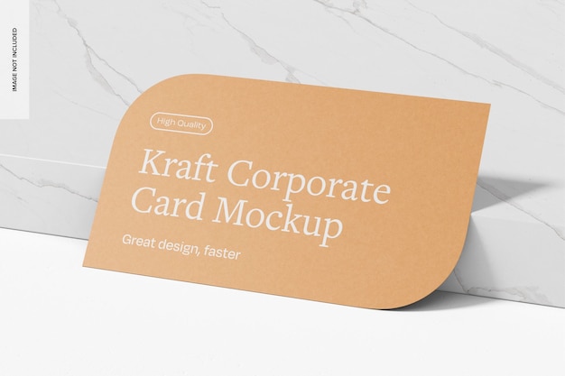 Kraft Corporate Card on Marble Mockup Leaned