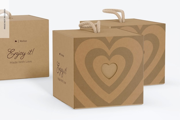 Коробки Kraft Cube с макетом сердца