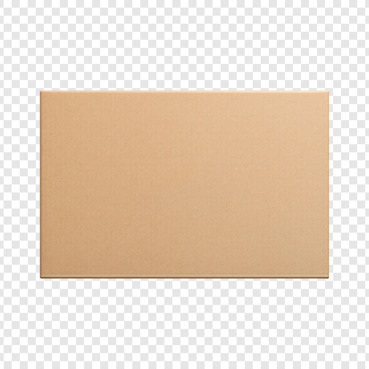 PSD kraft empty packaging box mockup on transparent background