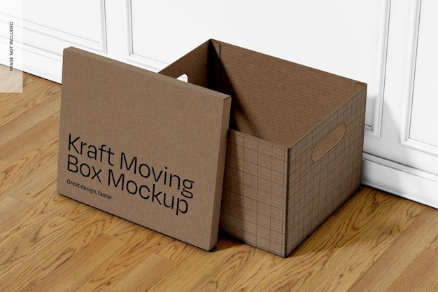 Kraft moving box mockup