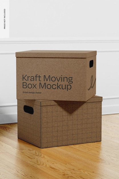 Kraft moving boxes mockup left view