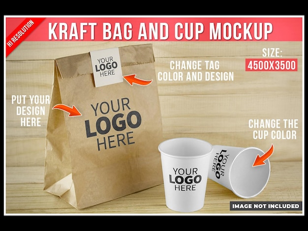 Kraft paper bag and coffee cup