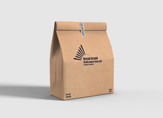 Kraft paper bag mockup for bread