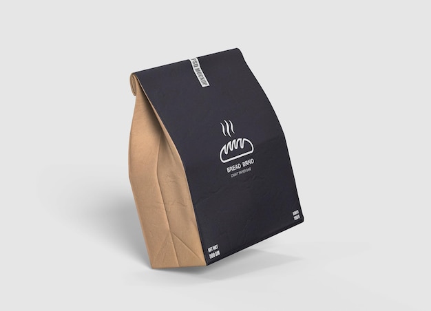 Kraft paper bag mockup for bread