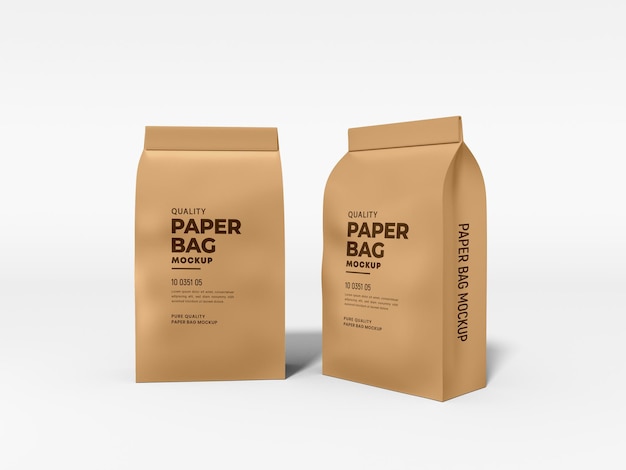 Kraft paper bag packaging mockup